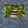 Papiers peints Optique 3D - escalier en bois dans la jungle - mur de pierre M0626