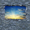 Fototapete 3D Sonnenaufgang - grobe Steinmauer M0630