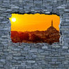 Wall mural 3D sunset Istanbul - rough stone wall M0638