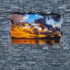Fototapete 3D Sonnenuntergang - grobe Steinmauer M0639