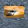 Fototapete 3D Rallye Auto - grobe Steinmauer M0641