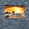 Papiers peints 3D chameaux dans le désert - mur en pierre brute M0643