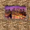 Papier peint 3D New York la nuit - mur de pierre M0648