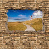 Wall mural 3D lighthouse with wooden path - stone wall M0657