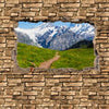 Fototapete 3D Sommerwiese in den Alpen - Steinmauer M0658