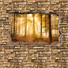 Wall mural 3D forest in the morning - stone wall M0661