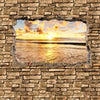 Papiers peints 3D coucher de soleil sur la mer - mur de pierre M0662