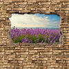 Wall mural 3D lavender field by the sea - stone wall M0663
