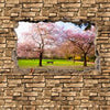 Fototapete 3D Sakura Blumen blühen - Steinmauer M0667