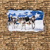 Wall Mural 3D Sled Dogs Racing - Stone Wall M0671
