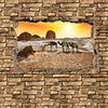 Fototapete 3D Kamele in der Wüste - Steinmauer M0673