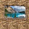 Papier peint 3D lac Moraine panorama de montagnes rocheuses - mur de pierre M0676