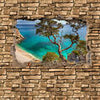 Wall mural 3D old tree on a cliff - stone wall M0677