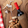 Wall mural Red wine bottle, cork and corkscrew M0832