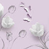 Papier peint Tulipes blanches ornements rose M1351