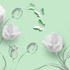 Papier peint Tulipes blanches ornements vert M1352