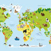Wall Mural Animals World Map M1426