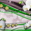 Papier peint Diamant Blanc Orchidée Verte M1557