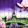 Fototapete Holz Blüten Paris Violett M1584