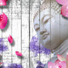 Fototapete Holz Blüten Buddha Violett M1591