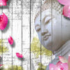 Fototapete Holz Blüten Buddha Gelb M1592