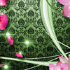 Papier peint Fleurs Ornement vert M1598