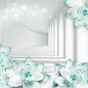 Wall Mural Turquoise Flowers 3D Tunnel M1710