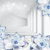 Wall Mural Blue Flowers 3D Tunnel M1711