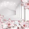 Wall Mural Red Flowers 3D Tunnel M1712