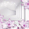 Wall Mural Violet Flowers 3D Tunnel M1713