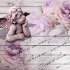 Wall Mural Pink roses wooden angel M1721