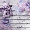 Papier peint Roses violettes ange en bois M1722