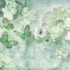 Papier peint fleurs papillons vert M1755