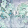 Papier peint fleurs papillons bleu M1756