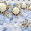 Wall Mural flowers gold diamonds luxurious blue M1970