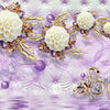 Papier peint fleurs or diamants violet luxueux M1972