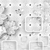 Papier peint carreaux gris motif floral M3424