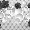 Papier peint roses grises sellerie M3444