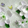 Papier peint Fleurs vertes Papillon M3703