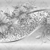 Papier peint fleurs grises losanges M3798