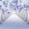 Wall mural tunnel blue flowers M3938