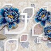 Fototapete Blau Blumen Ornamente Blumen 3D Formen M4354