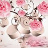 Papier peint Cylindre de roses décor branche d'eau M4420