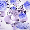 Papier Peint Fresque Roses Bleu Cylindre Brindille d'Eau Decor M4427