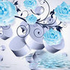 Papiers peints Cylindre de roses bleu clair décor branche M4428