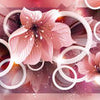 Papier peint Fleurs roses Cercles 3D Feuilles Glitter M4430
