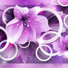 Wall Mural Violet Flowers 3D Circles Leaves M4431