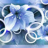 Papier peint Bleu 3D Fleurs Cercles Feuilles Glitter M4433
