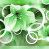 Wall Mural Green 3D Flowers Circles Leaves Glitter M4435
