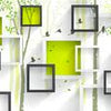 Wall Mural Abstract Green Window Green Forest Birds M4485